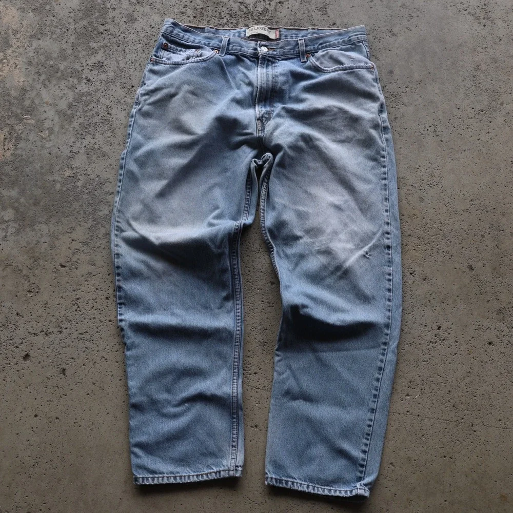 Levis 550 Relaxed Fit Jeans Mens 40x32 Light Wash Straight Leg Blue Denim